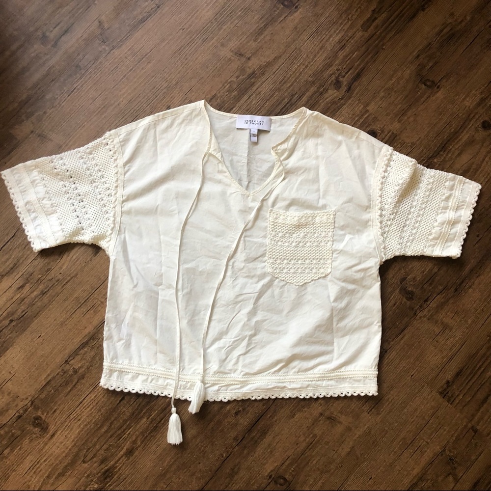 10 Crosby Derek Lam Boho Crochet Sleeve Top